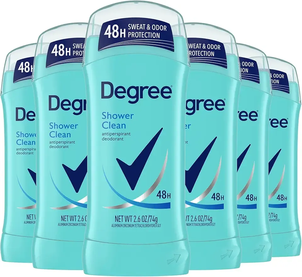 Degree Original Antiperspirant Deodorant Shower Clean Pack of 6 48-Hour Sweat & Odor Protection Antiperspirant for Women 2.6 oz