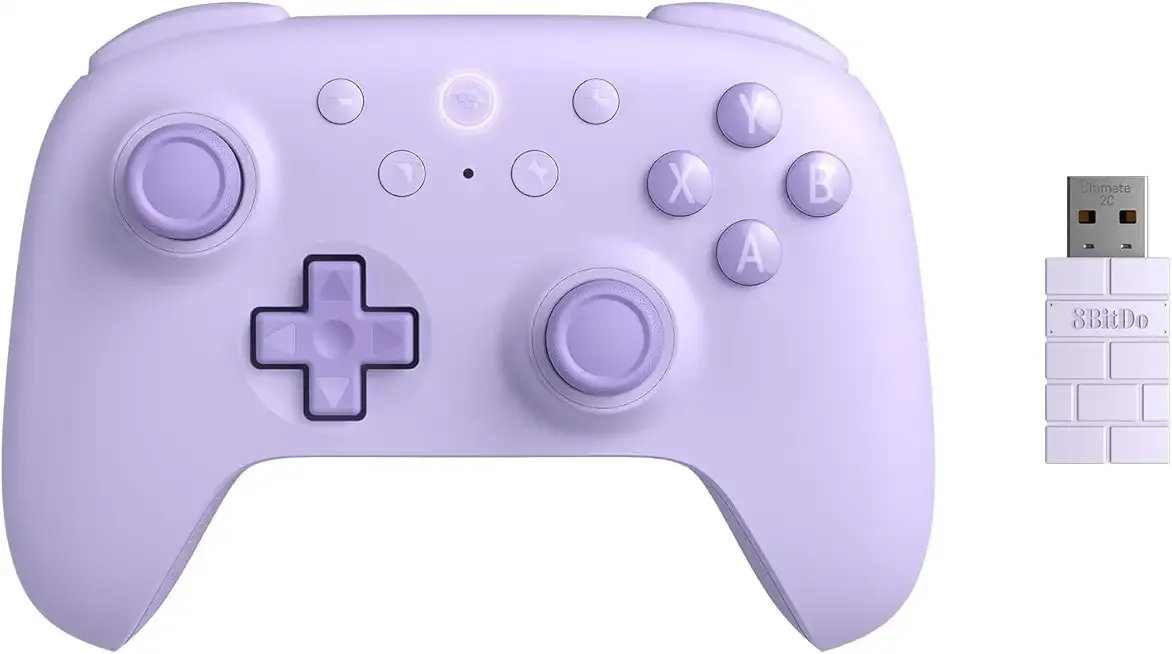 8BitDo Ultimate 2C Wireless Controller for Windows PC and Android, with 1000 Hz Polling Rate, Hall Effect Joysticks and Triggers, and Remappable L4/R4 Bumpers (Purple)