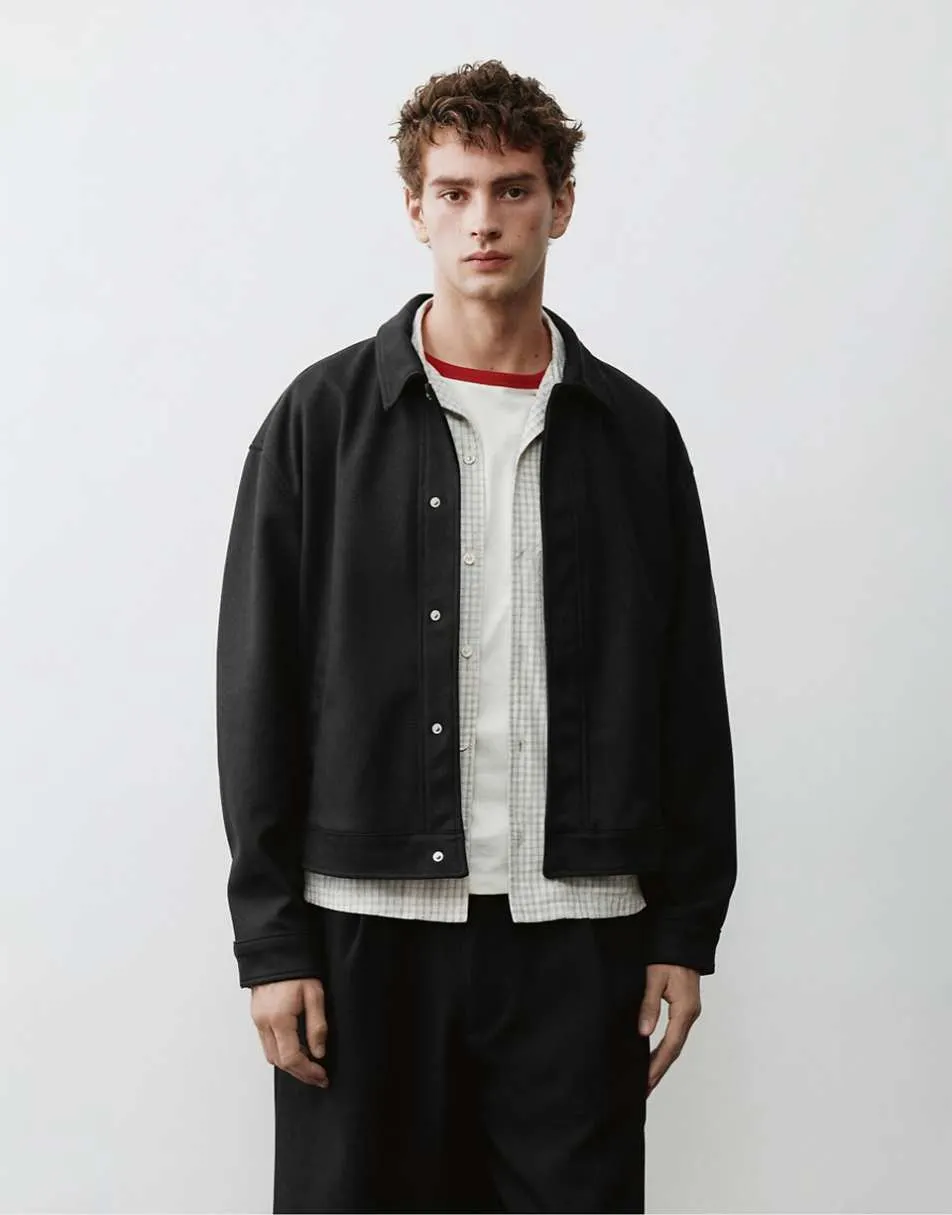 Pull&Bear Trucker jacket in black