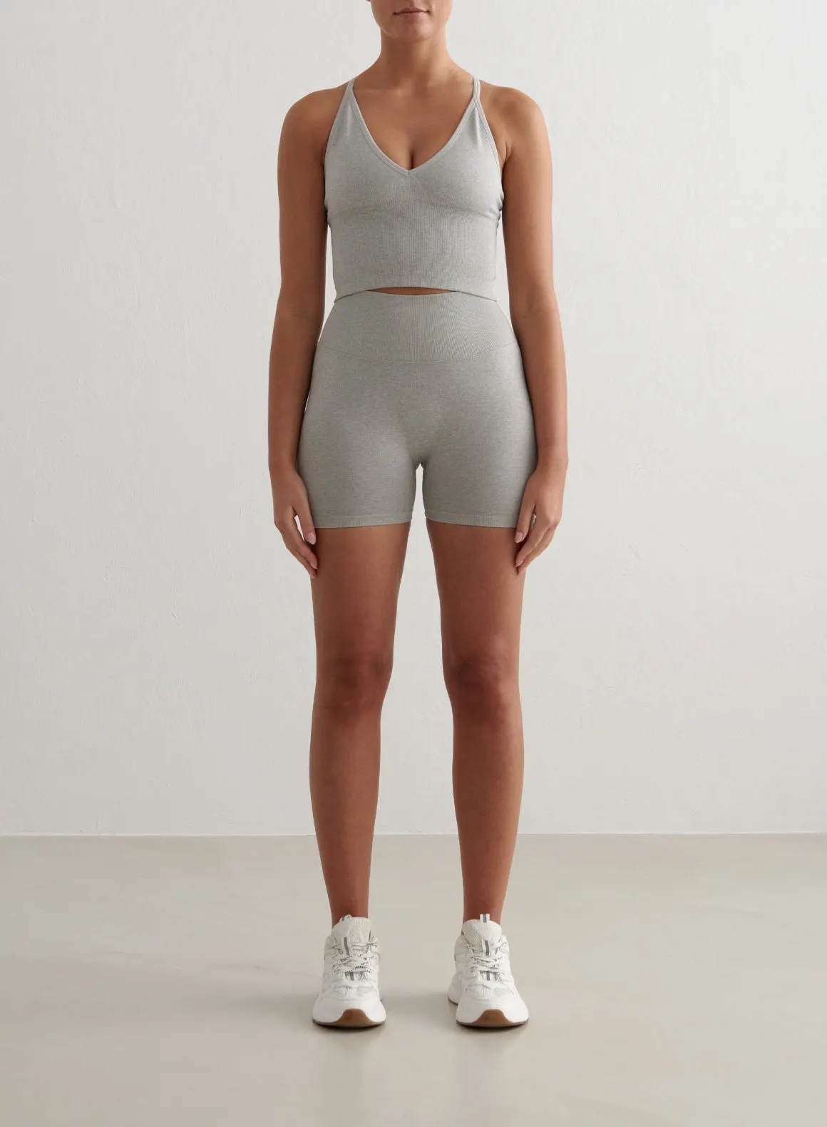 Grey Melange Shape Seamless Hotpants