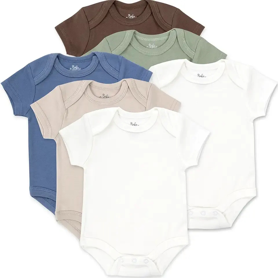 Unisex Baby Boys and Girls Solid Color 6 Piece Bodysuit Set