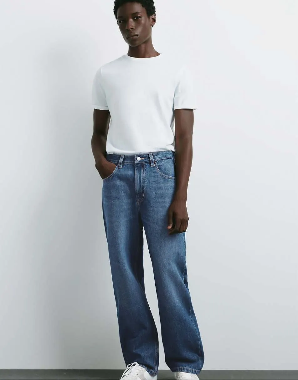 Pull&Bear Baggy jeans in dark blue