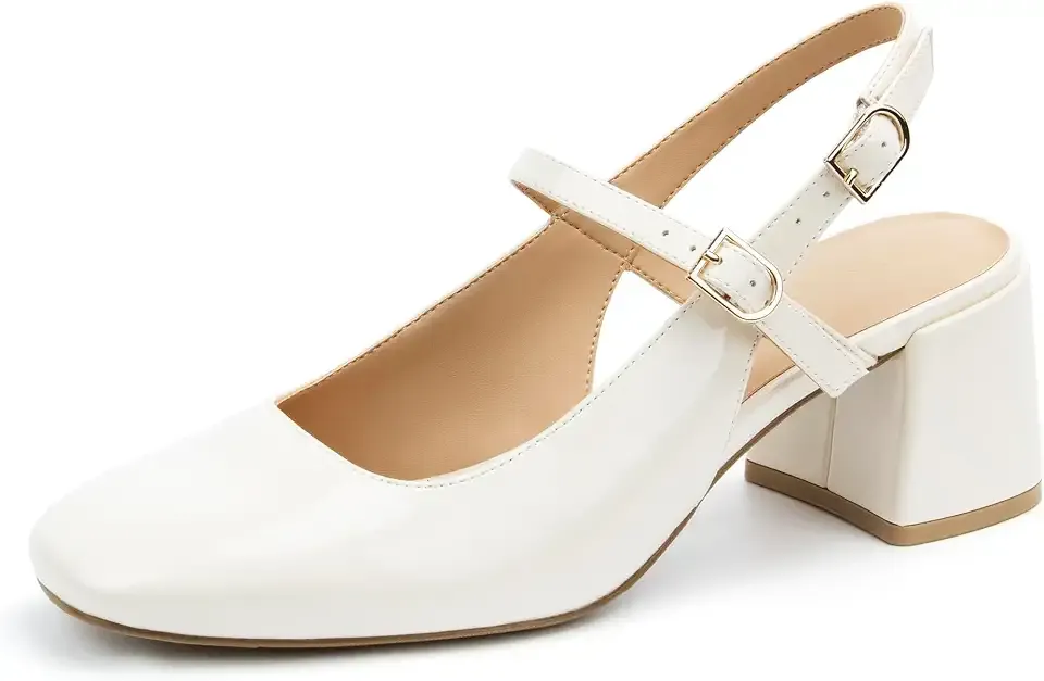 Womens Mary Jane Chunky Low Heels Pumps Square Toe Buckle Strap Wedding Party Dress Shoes