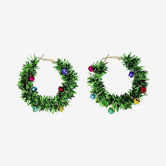 Jul øredobber - Grønne glitterringer