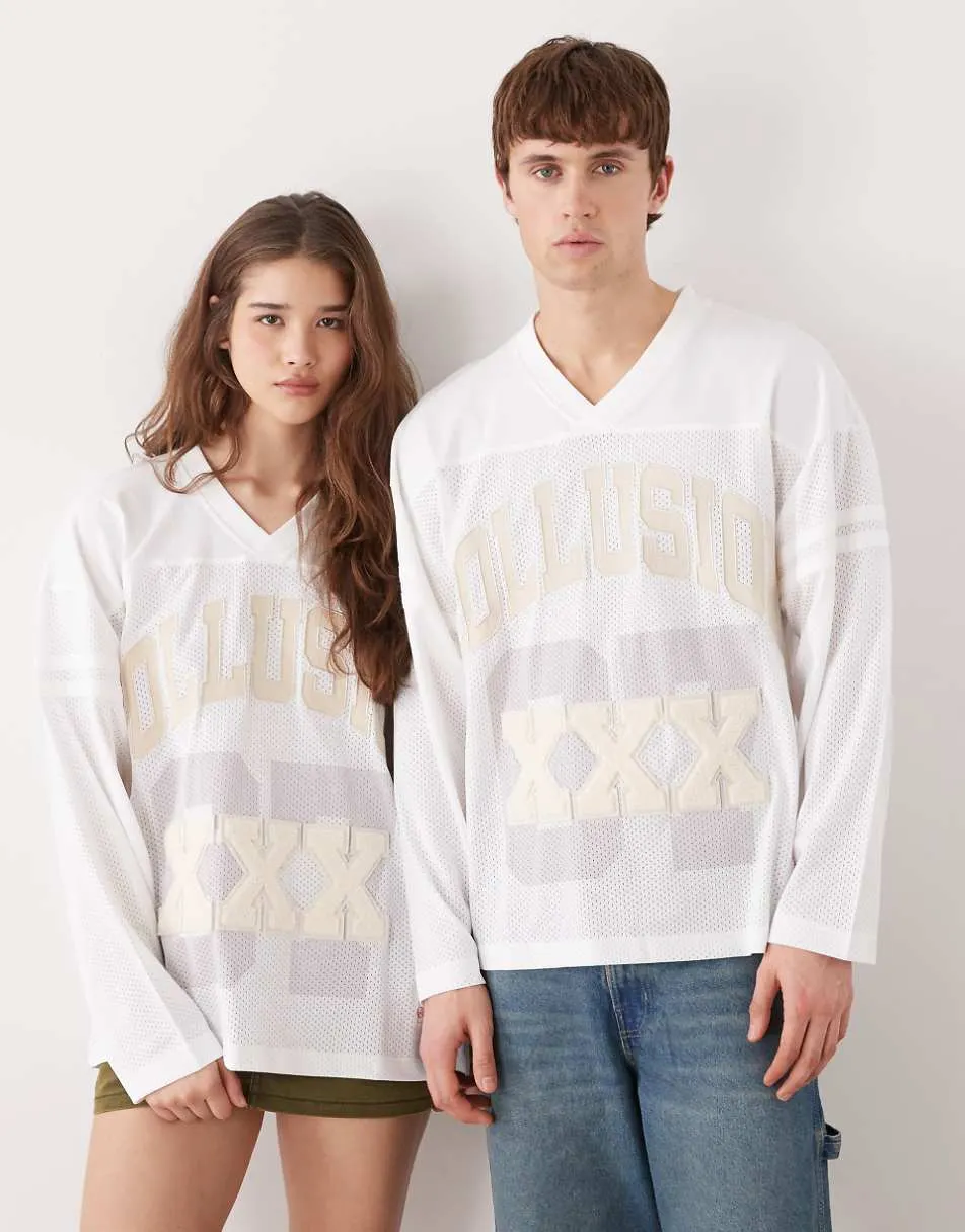 COLLUSION Unisex sports jersey in ecru