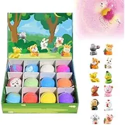 Bath Bombs Gift Set, 12pcs New Bath Bombs for Kids with Toy Inside, Organic Colorful Bubble Bath for Kids Safe, Best Birthday, Party, Easter Bath Bombs Gift Set for Girls and Boys (Zoo Animal-12Pcs)