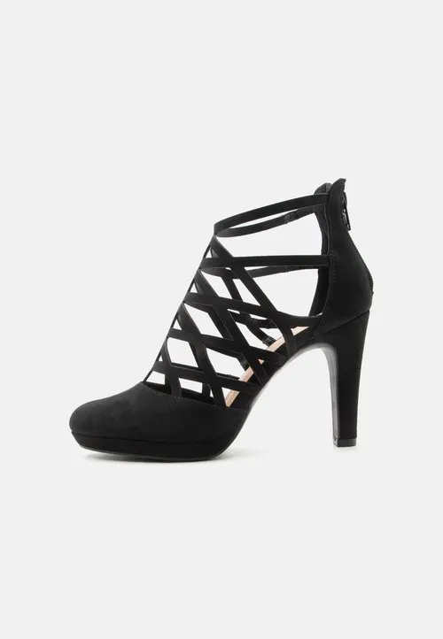 Ankelboots med høye hæler - black