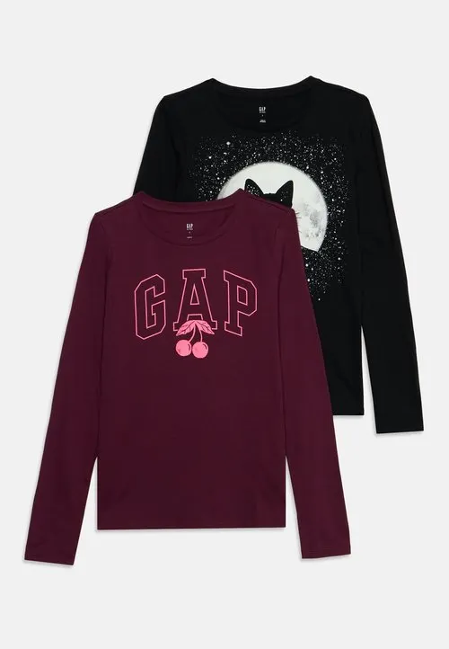 VALUE TEE 2 PACK - Topper langermet - bordeaux/black