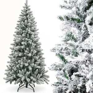Árbol de Navidad Nevado 210cm Artificial de Lujo Ramas Frondosas de PVC Efecto Nieve Premium