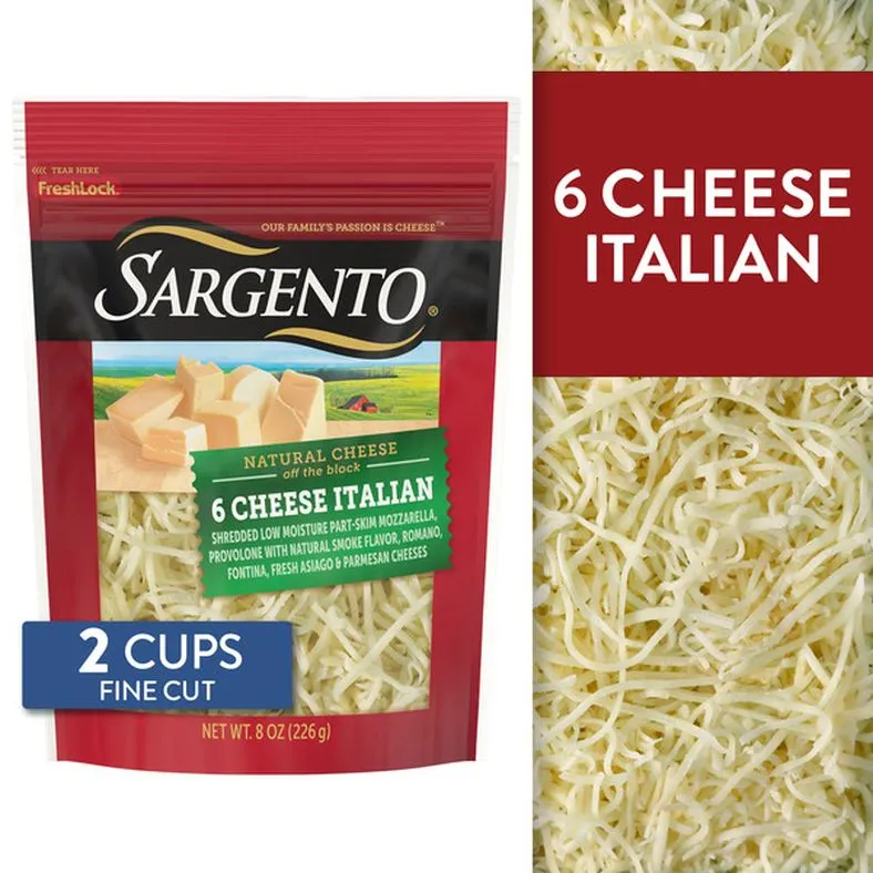 Sargento 6 Cheese Italian Shredded Cheese, Fine Cut, 8 oz.