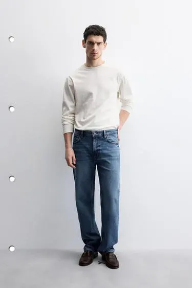 STRAIGHT-LEG COTTON-LYOCELL JEANS