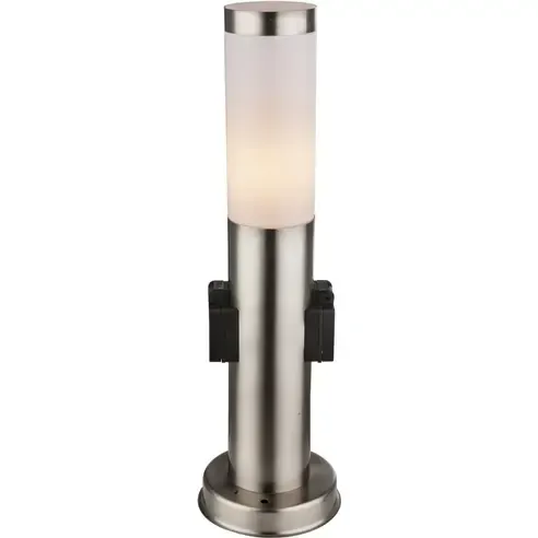 Außenleuchte - silber - Edelstahl - mit Steckdosen