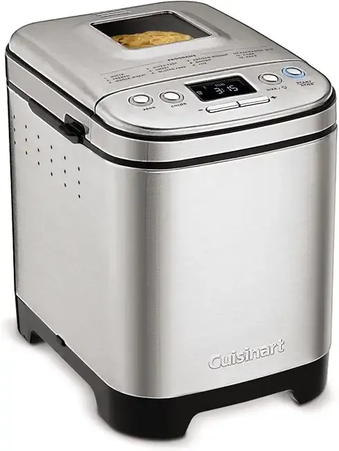 Cuisinart Bread Maker Machine, Stainless Steel, 12 Programs, Up to 2 lbs | Compact automatic bread maker with 12 menu options, 3 crust colors & sizes, LCD display, 13-hr delay-start timer, CBK-110P1ES