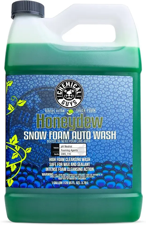 Chemical Guys Car Wash Soap for Foam Cannon or Bucket, Honeydew Snow Foam Car Wash Soap for Trucks, Motorcycles, RVs & More, Super Suds, Honeydew Scent - 128 oz (1 Gallon)
