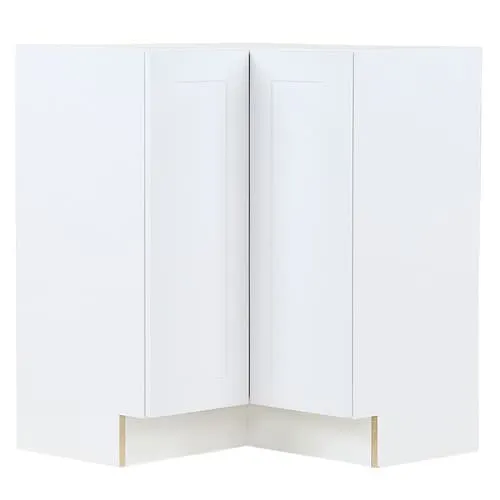 Edson 27.6-inch W x 34.5-inch H x 27.6-inch D Shaker Style Assembled Kitchen Corner Base Cabinet/Cupboard in Solid White with Lazy Susan (BCCQ36FHLLS)