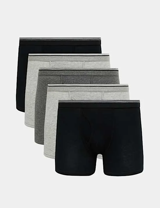 5er-Pack Cool & Fresh™ Shorts aus Baumwolle mit Stretchanteil in melierter Optik