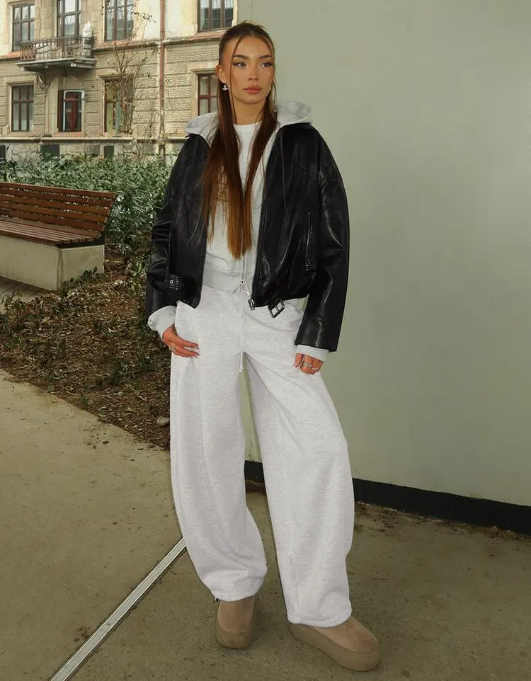 Kalhoty barrel z teplákoviny s brzdičkami