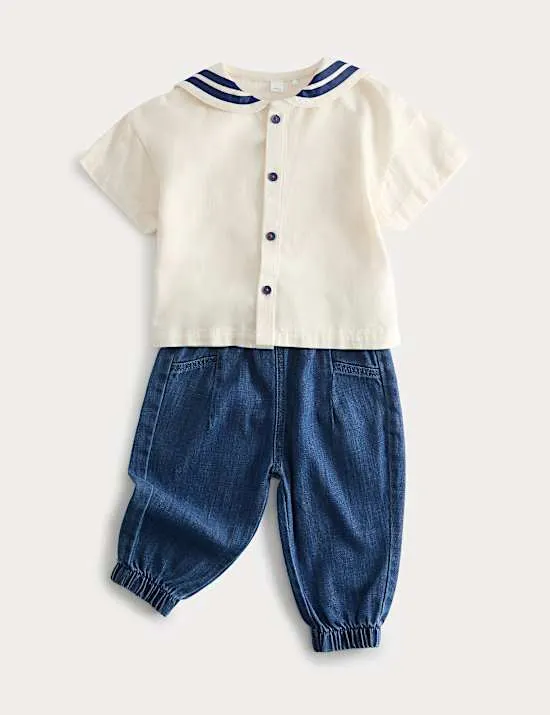 2 Piece Sailor Shirt Outfit (0-3 Yrs)