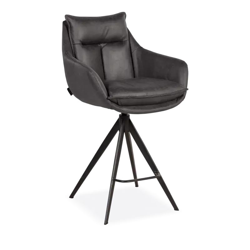 Barstoel Raff - draaibaar - pocketvering - microleder Oxx Antraciet - OP=OP!