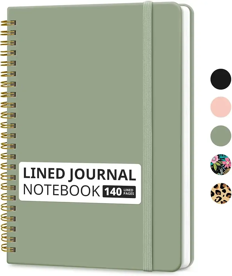 Taja Lined Spiral Journal Notebook for Women & Men, 140 Pages, College Ruled Hardcover Notebook for Work & Note Taking, Journals for Writing, A5(5.7" x 7.9") - Green
