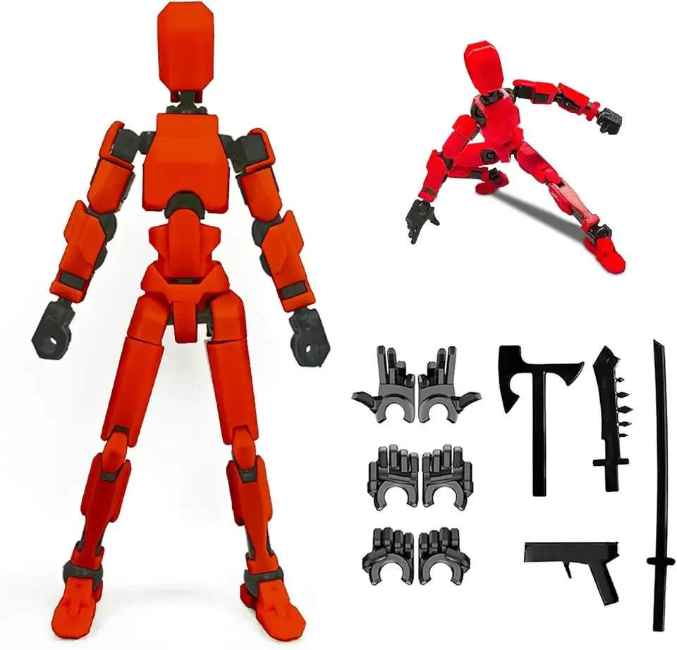 DANONI Titan 13 Action Figure, Lucky Robot 13 Action Figures, 3D Printed Analog Robot Titan 13 Figure, Stop Action Animation Multi-Articulated Action Figure (Red)