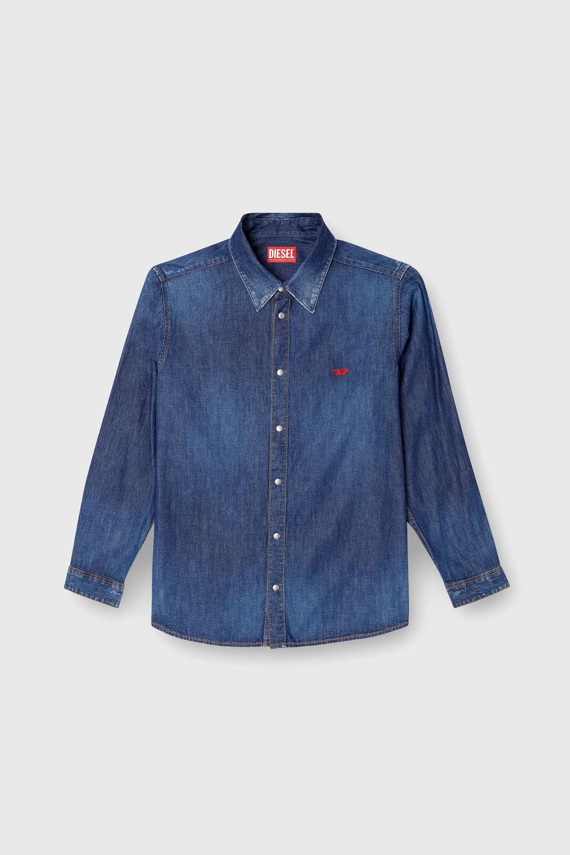 Denim shirt with embroidered logo
