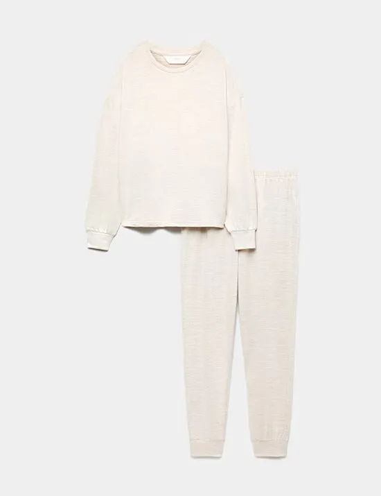Cosy Knit Printed Cuffed Pyjama Set