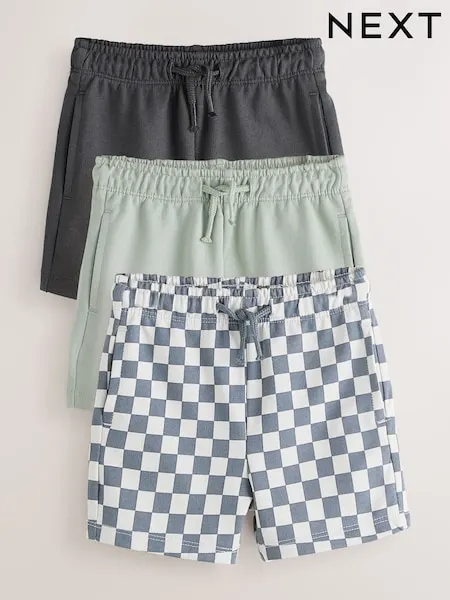 Charcoal Checkerboard Jersey Shorts 3 Pack (3mths-7yrs)