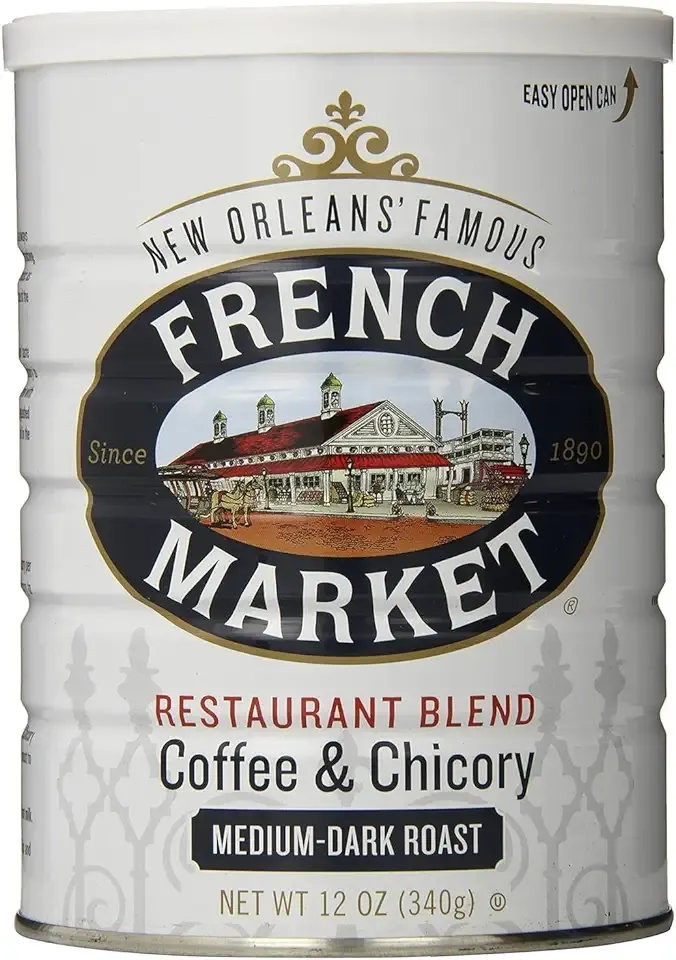 French Market Coffee & Chicory Restaurant Blend Medium-Dark Roast Ground Coffee, 12oz Can (Pack of 1)