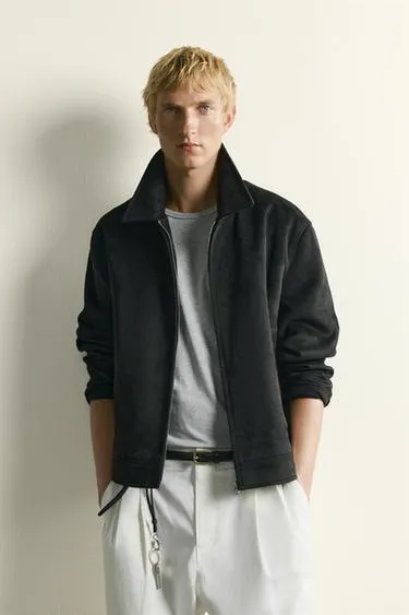 REGULAR FIT FAUX SUEDE JACKET