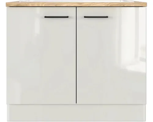 Kuchyňská skříňka s dřezem Flex Well Lund 100 x 60 x 85 cm světle šedá lesk kouřově šedá matný