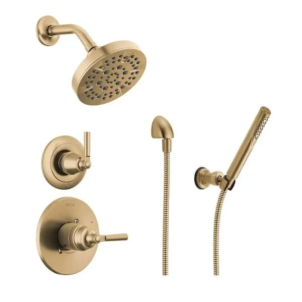 Delta Saylor 5-​Spray Dual Wall Mount Fixed and Handheld Shower Head 1.​75 GPM in Champagne Bronze