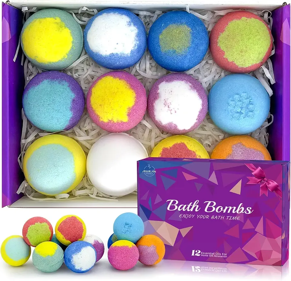 Bath Bombs for Women Gift Set 12 Pack Natural Relaxing Bath Bombs for Her,Aromatherapy Bubble Bath & Fizzy, Halloween Boo Basket Birthday Gifts for women Mom Gifts idea For wife/Teens, girlfriend,Kids