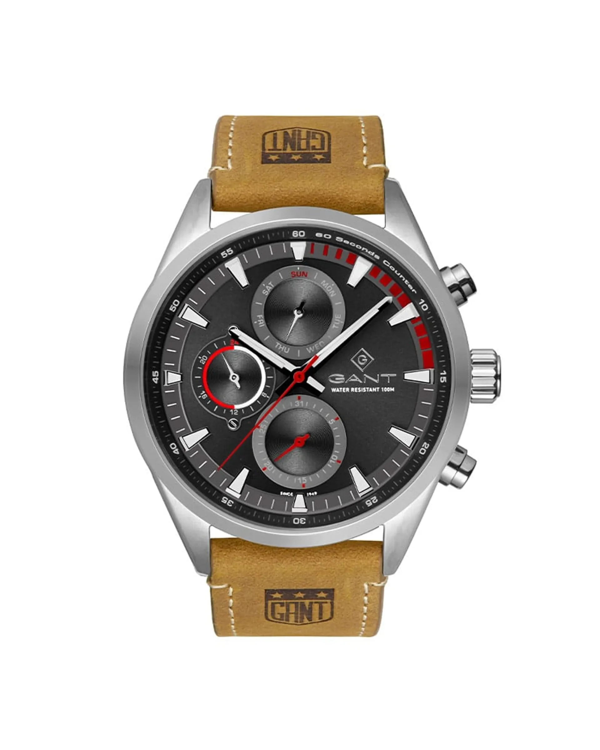 Atlantic City Day-date herreklokke med brun rem (44mm)