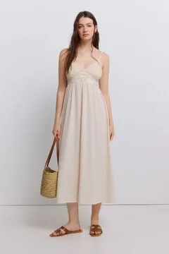 Vestido midi tirantes crochet
