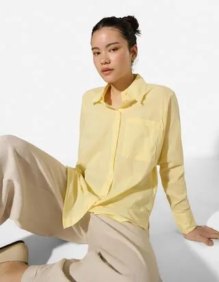 Camicia blusata - Tinta unita - Giallo chiaro