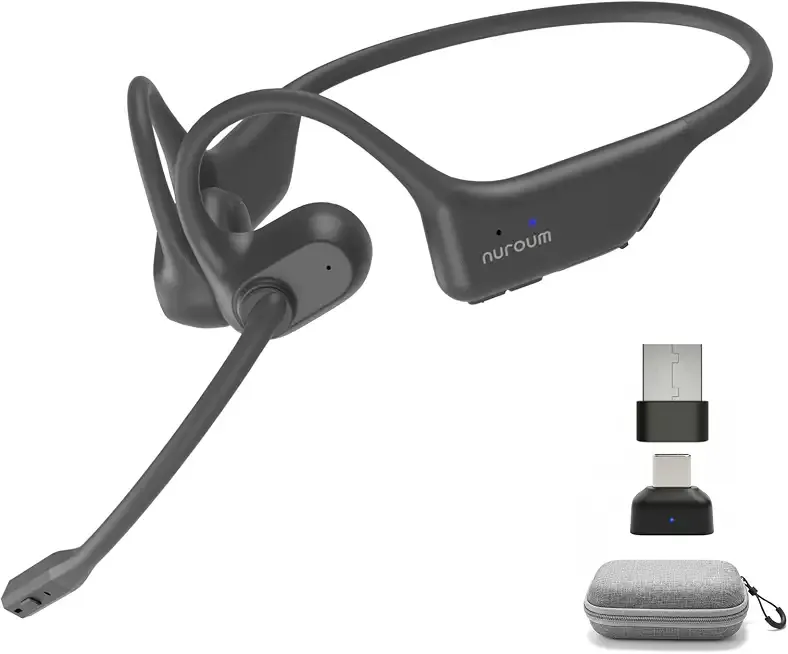 NUROUM OpenEar Pro 2 Bluetooth Headphones with ENC Mic, Dongle and Bag