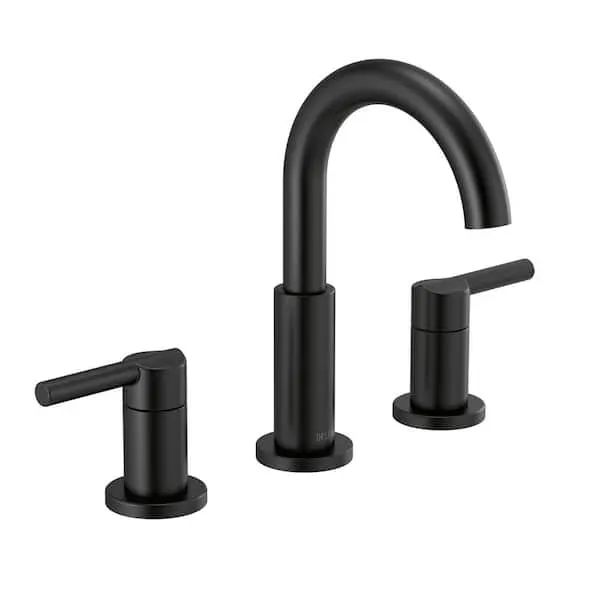 Delta Nicoli J-​Spout 8 in.​ Widespread 2-​Handle Bathroom Faucet in Matte Black