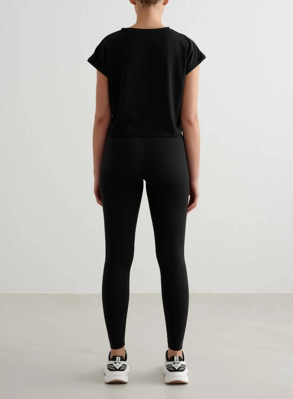 Black Soft Basic Roll Sleeve Top