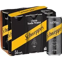 schweppes drink mixers soda water 250ml cans 6pack
