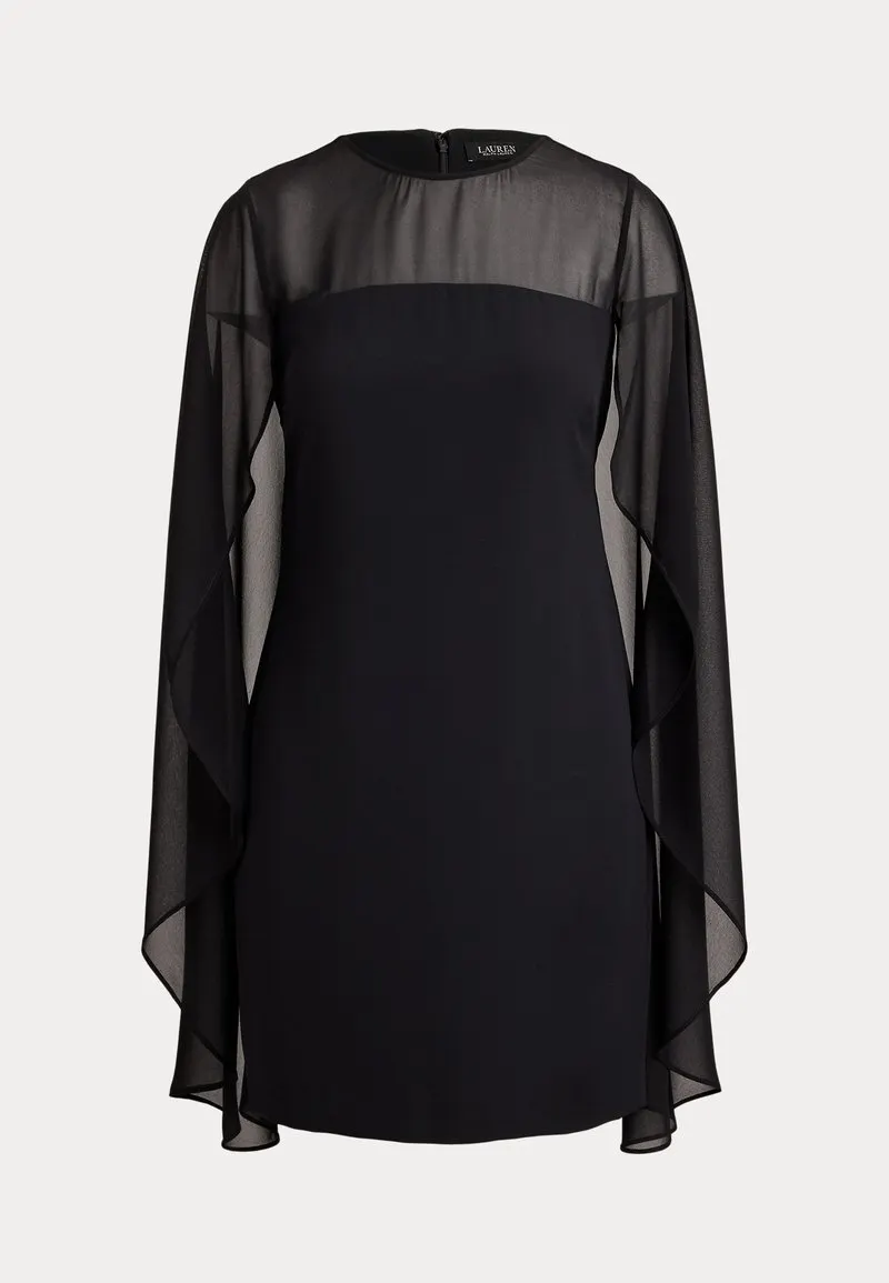 CAPE GEORGETTE COCKTAIL DRESS - Cocktailkjole - black