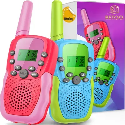 Walkie Talkie Große Reichweite Funkgerät 8 Kanäle Handfunkgerät Walky Talky für Camping Radtouren Ausflug 2 Stück Bunt Retoo