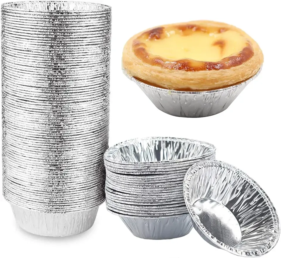 100 PCS Mini Pie Pans, Aluminum Foil Disposable Egg Tart Molds, Mini Tart Pans for Baking, Mini Tart Shells for Making Cupcake, Quiche Pie, Caramel Pudding