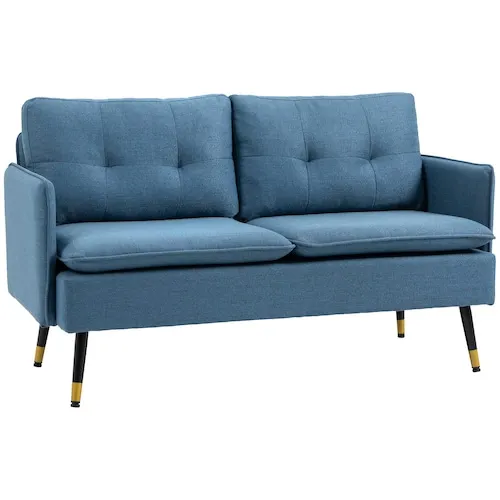 HOMCOM 55-inch W Loveseat Sofa for Bedroom Love Seats Furniture for Small Space Blue