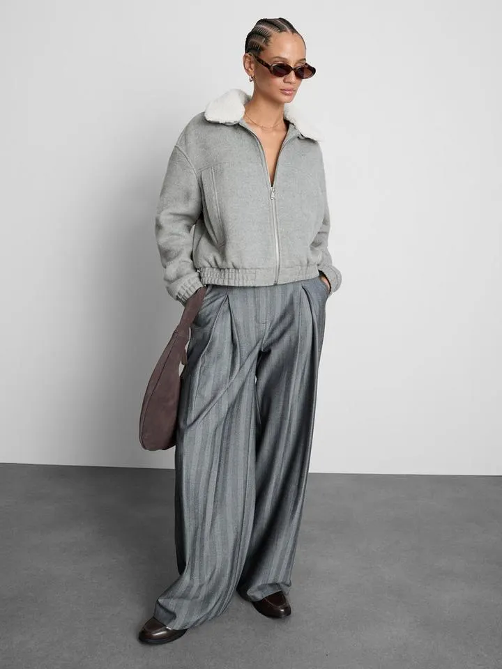 Blouson bomber à col effet mouton retourné