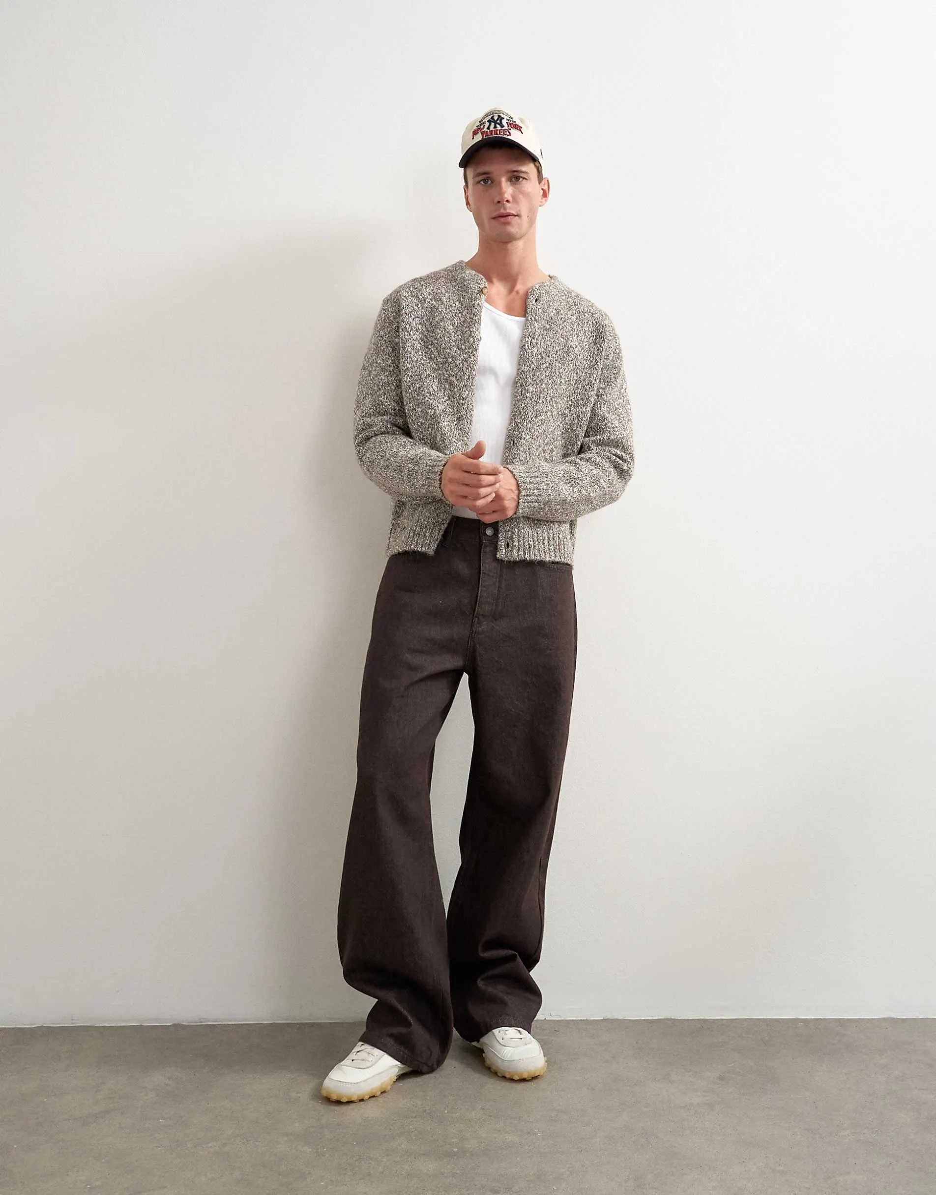 Topman rigid baggy fit jean in raw brown