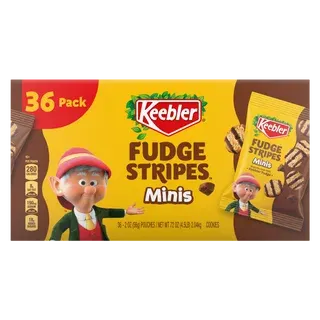 Keebler Fudge Stripes Minis Shortbread Cookies, 2 oz, 36-count