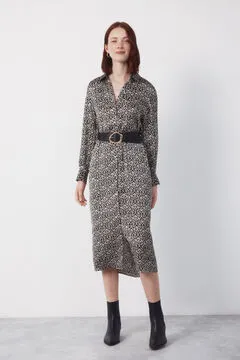 Vestido satinado camisero