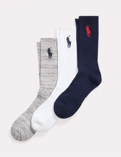 Crew Sock 3 Pack Navy/White/Grey