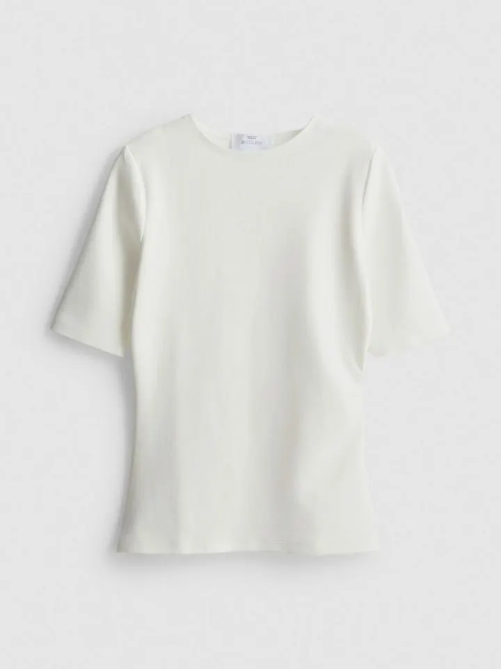 Maglietta cotton-rich con dettagli arricciati